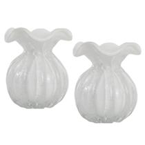 Kit 2 Vasos Trouxinhas Murano Decorativo - Laradore Branco Kit 2 Vasos Trouxinhas Murano Decorativo - Laradore Branco