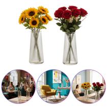 Kit 2 Vasos Vidro Cilíndrico Decorativo Plantas Flores 20cm - Hauskraft