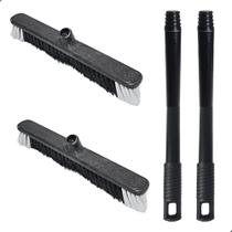 Kit 2 Vassoura 60cm Gari Pelo Sintético Com Cabo Metal 1,20 Metros