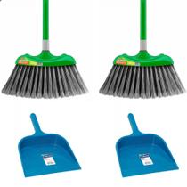 Kit 2 Vassoura Nylon Multiuso Cabo 1,20 Metros Com Pá de Lixo Kit 2 Vassoura Nylon Multiuso Cabo 1,20 Metros Com Pá de Lixo