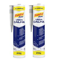 Kit 2 Veda Calha Alumínio Sela Cola Rufo Silicone 300ml 270g Mundial Prime