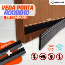 Kit 2 Veda Porta Rodinho Adesivo Protetor de Porta Contra Insetos Impermeável Preto 80cm BemPrat
