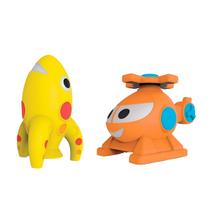 Kit 2 Veículos De Transportes Vinil Macio Brinquedo Infantil Colorido Seguro Ideal Para Crianças e Bebês Brincarem Omg