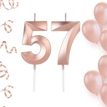 Kit 2 Velas De Aniversario Numero Rose Gold Idades Diversas