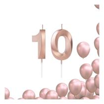 Kit 2 Velas De Aniversario Numero Rose Gold Idades Diversas