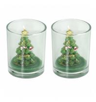 Kit 2 Velas Decorativas Árvore de Natal Verde 7cm Decoração Natalina Charmosa para Mesa Ceia e Ambientes