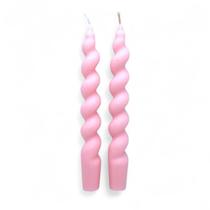 Kit 2 Velas Espirais Rosas Elegantes Para Castiçal 19 cm Kit 2 Velas Espirais Rosas Elegantes Para Castiçal 19 cm