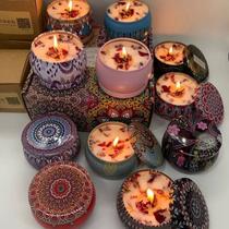 Kit 2 Velas Grandes Perfumadas Lata Mandala Cera Coco 90g