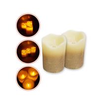 Kit 2 Velas Led Pilha Peq Dourada Parafina Chama Oscilante