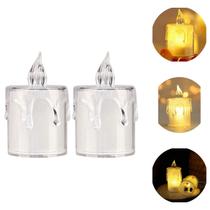 Kit 2 Velas LED Transparente Luz Eletrônica Decoração 6,5cm