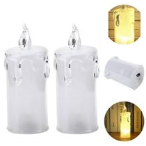 Kit 2 Velas LED Transparente Luz Eletrônica Decorativa 8cm