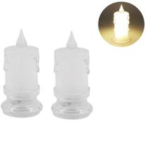 Kit 2 Velas Luz Led Eletrônica Transparente Decoração 9cm