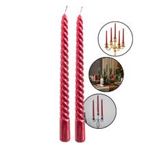 Kit 2 Velas Palito Espiral Metalizada Decoração Natal 24cm - 01Smart