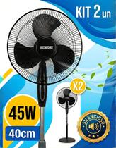 Kit 2 Ventilador Coluna Pedestal Residencial Super Silencioso Osc 3Pás 3 Velocidades