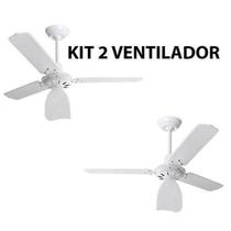 Kit 2 Ventilador De Teto Lumi Branco Pás Brancas Loren Sid