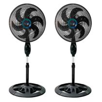 Kit 2 Ventilador Pedestal Coluna 3 Velocidades Turbo 110v Preto