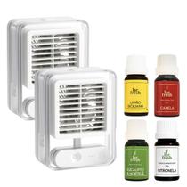 Kit 2 Ventilador Portátil Umidificador Led Recarregável + 4 Essências Lar Fresh Tempo Seco Contra Fumaça Kit 2 Ventilador Portátil Umidificador Led Recarregável + 4 Essências Lar Fresh Tempo Seco Contra Fumaça