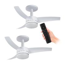 Kit 2 Ventiladores de Teto Arno Branco 3 Pás e Controle VX13 Kit 2 Ventiladores de Teto Arno Branco 3 Pás e Controle VX13