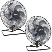 Kit 2 Ventiladores Mesa Chão 50cm Bivolt 110V 220V 200W Turbo Turbão 6 Pás GF Vitalex Preto