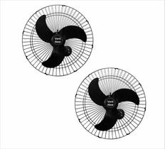 Kit 2 Ventiladores Parede Oscilante 60Cm Preto Bivolt 200W - Vent New