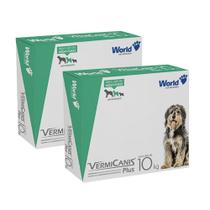 Kit 2 VermiCanis Plus Vermífugo para Cães de 10Kg Médio Porte com 4 Comprimidos Palatáveis
