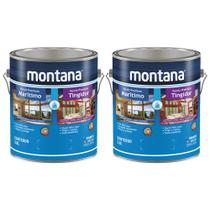 Kit 2 Verniz Para Madeira Tingidor Base Água Brilhante Montana 3,6 Litros Mogno