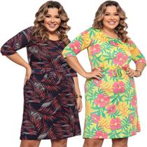 kit 2 Vestido Cordinha Manga 3/4