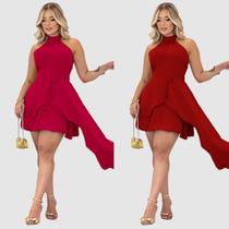 Kit 2 Vestido Feminino Duna Curto Regata Com Cauda Lateral