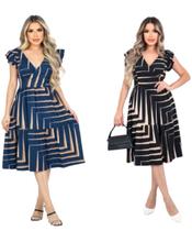 Kit 2 Vestido Feminino Midi Decote V Amarração Cintura Saia Godê Malha Viscolycra