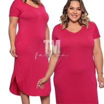 Kit 2 Vestido Feminino Midi Plus Size Camisão com Bolso Viscolycra Saruel