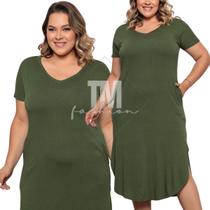 Kit 2 Vestido Feminino Midi Plus Size Camisão com Bolso Viscolycra Saruel