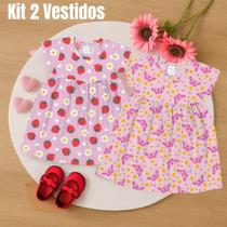 Kit 2 Vestido Infantil Menina Fresco Verão Borboleta Morango Leve Malha 100% Algodão Kit 2 Vestido Infantil Menina Fresco Verão Borboleta Morango Leve Malha 100% Algodão