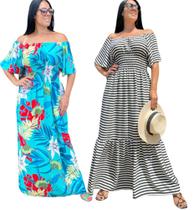 Kit 2 vestido Longo Ciganinha Plus Size Grande Verão 2024 tamanho 48 50 e 52