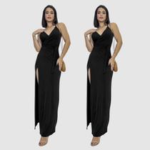 Kit 2 Vestido Longo Envelope Viscolycra Alça Fina Regata Fenda Feminino Lançamento 2025 Kit 2 Vestido Longo Envelope Viscolycra Alça Fina Regata Fenda Feminino Lançamento 2025