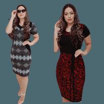 Kit 2 Vestido Moda Casual Estampado Civil Madrinha Casamento Festa Blogueira Feminino Confortavel Kit 2 Vestido Moda Casual Estampado Civil Madrinha Casamento Festa Blogueira Feminino Confortavel