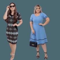 Kit 2 Vestido Moda Evangélica Midi Feminino Cinto Festas Casamento Civil Madrinha Lançamento Onça Inverno Kit 2 Vestido Moda Evangélica Midi Feminino Cinto Festas Casamento Civil Madrinha Lançamento Onça Inverno