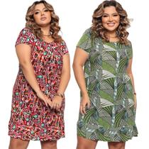Kit 2 Vestido Plus Size Soltinho Babado Casual Básico