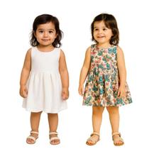 Kit 2 Vestidos Bebê Infantil Menina Branco E Borboletas Kit 2 Vestidos Bebê Infantil Menina Branco E Borboletas