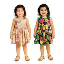 Kit 2 Vestidos Bebê Infantil Menina Multicolorido E Florido