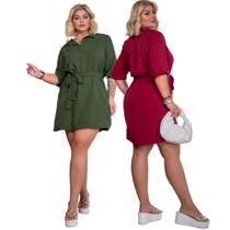 Kit 2 Vestidos Chemises Moda Grande Dunas Manga 3/4 Social Evangelica Gola Soltinho Tam 42 até 54 Kit 2 Vestidos Chemises Moda Grande Dunas Manga 3/4 Social Evangelica Gola Soltinho Tam 42 até 54