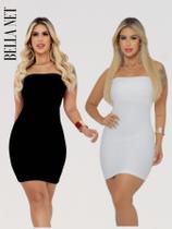 KIT 2 Vestidos Coladinho sem alça Tecido Grosso Moda Gringa Vestido Balada