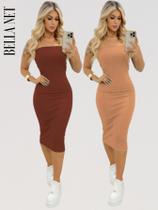 KIT 2 Vestidos Coladinho Tubinho Sem Alças Bandeau Anarruga Premium Paty Girl Influencer