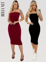 KIT 2 Vestidos Coladinho Tubinho Sem Alças Bandeau Anarruga Premium Paty Girl Influencer - bordô - G KIT 2 Vestidos Coladinho Tubinho Sem Alças Bandeau Anarruga Premium Paty Girl Influencer - bordô - G