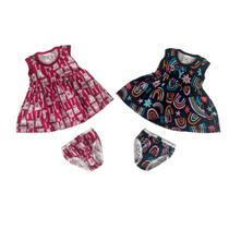 Kit 2 Vestidos com Calcinhas Bebê Menina em Algodão