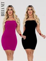 KIT 2 Vestidos Curto Colado sem alça Anarruga Sem Bojo Lindas Cores - 1 Azul - 1 Fúcsia - M KIT 2 Vestidos Curto Colado sem alça Anarruga Sem Bojo Lindas Cores - 1 Azul - 1 Fúcsia - M