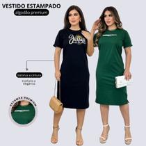 Kit 2 Vestidos Feminino Estampado Moda Evangelica Casual