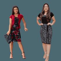 Kit 2 Vestidos Feminino Moda Evangélica Midi Feminino Festas Casamento Civil Madrinha Lançamento Inverno Plus Size Kit 2 Vestidos Feminino Moda Evangélica Midi Feminino Festas Casamento Civil Madrinha Lançamento Inverno Plus Size