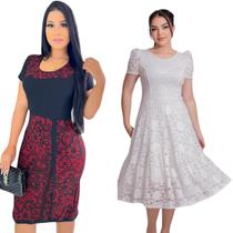 Kit 2 Vestidos Femininos Moda Evangélica Midi Festa Natal Ano Novo Desconto Kit 2 Vestidos Femininos Moda Evangélica Midi Festa Natal Ano Novo Desconto
