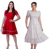 Kit 2 Vestidos Femininos Moda Evangélica Mulher Natal Virtuosa Midi Festa Oferta Kit 2 Vestidos Femininos Moda Evangélica Mulher Natal Virtuosa Midi Festa Oferta
