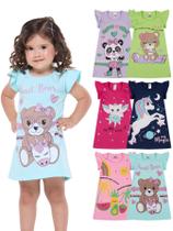 Kit 2 Vestidos Infantil Menina Verão Estampados com Mangas Franzidas vestido para meninas verão Kit 2 Vestidos Infantil Menina Verão Estampados com Mangas Franzidas vestido para meninas verão